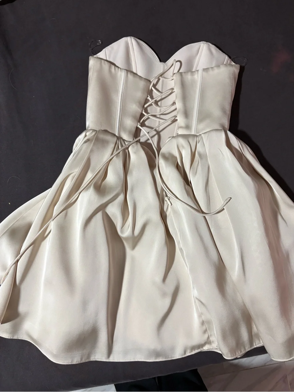 Strapless Ivory Party Dress with Sweetheart Bodice
